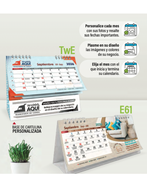 Calendario 100 % personalizado mediano