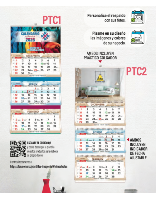 Calendario de pared Trimestral Continuo