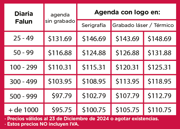 Precios Agenda Falun