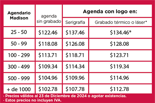 Precio Agendario Madison